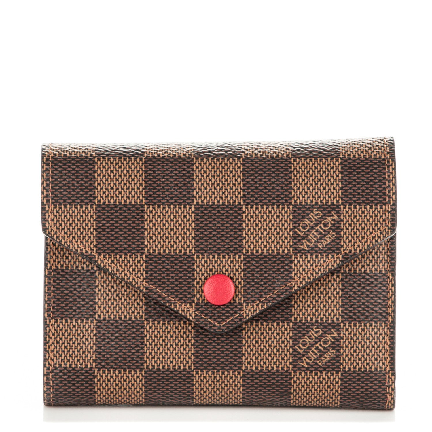 Louis Vuitton Damier Ebene Victorine Wallet Red 1 of 6