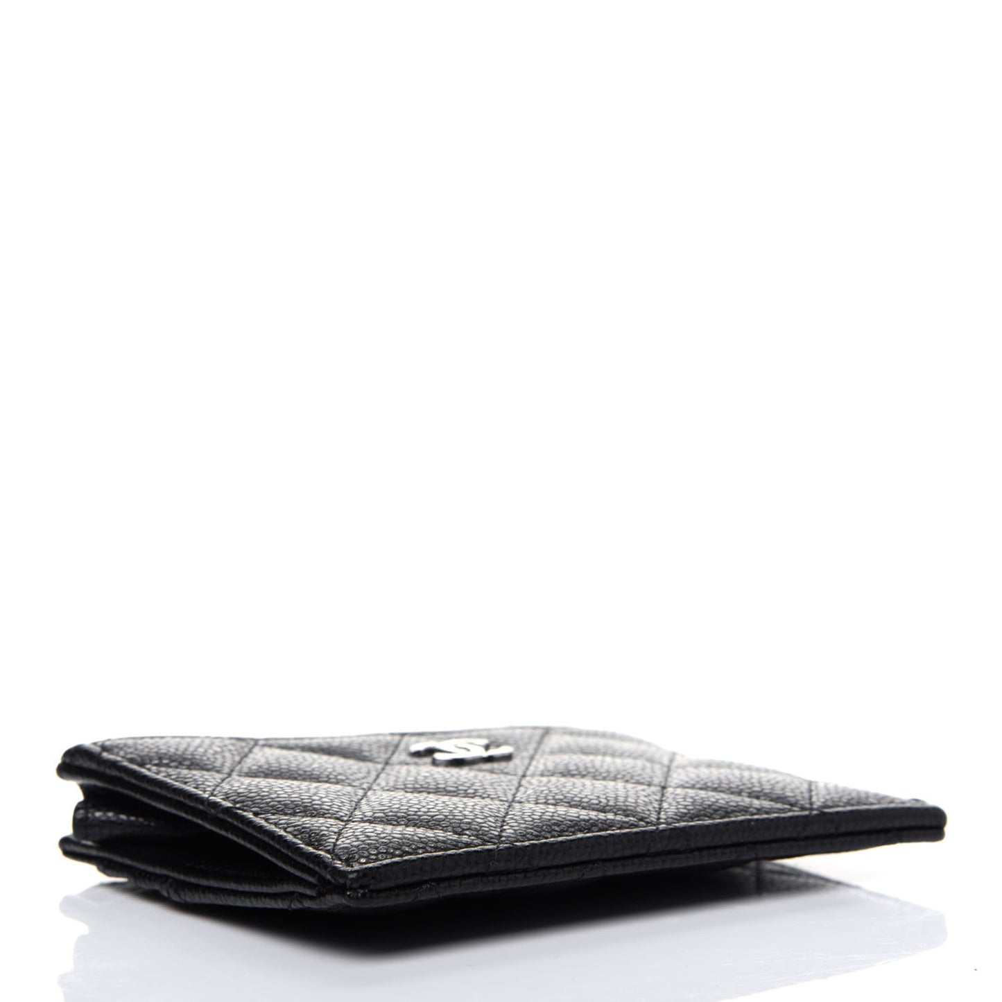 Caviar Quilted CC Zip Card Holder Black