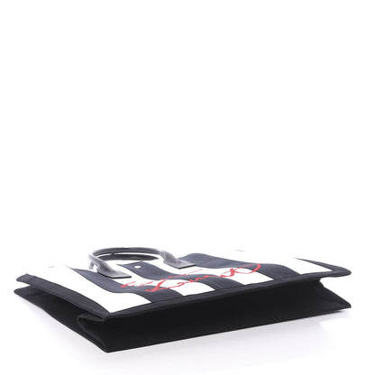 Saint Laurent Canvas Noe Striped Tote Black White 4 of 9