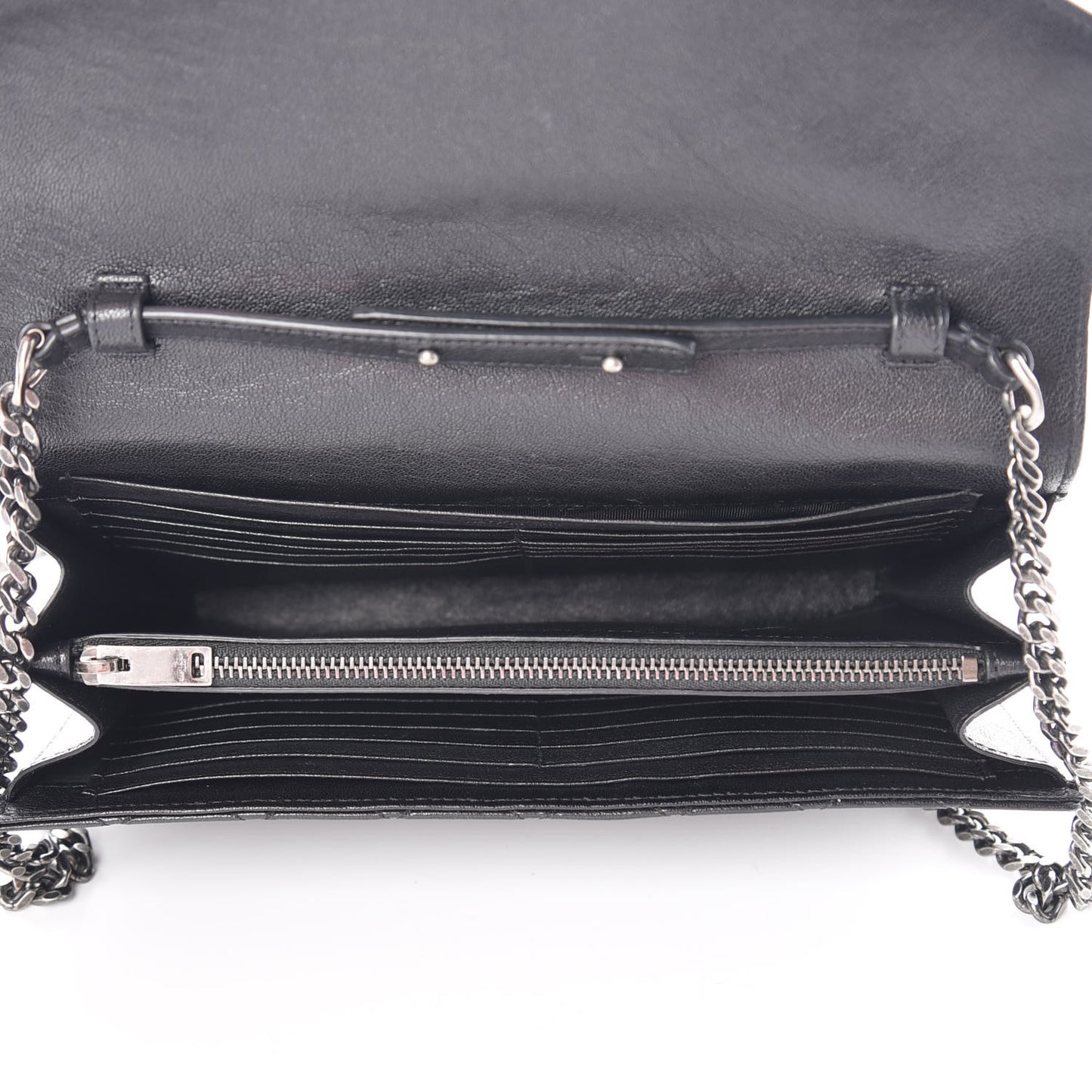 Lambskin Mixed Matelasse Monogram Charms Chain Wallet Black