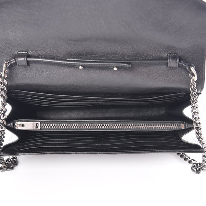 Saint Laurent Lambskin Mixed Matelasse Monogram Charms Chain Wallet Black 5 of 11