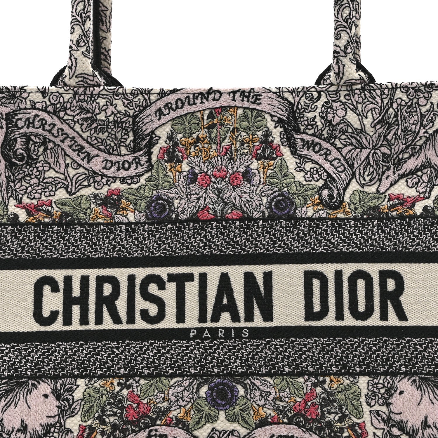 Christian Dior Canvas Embroidered Medium Book Tote White