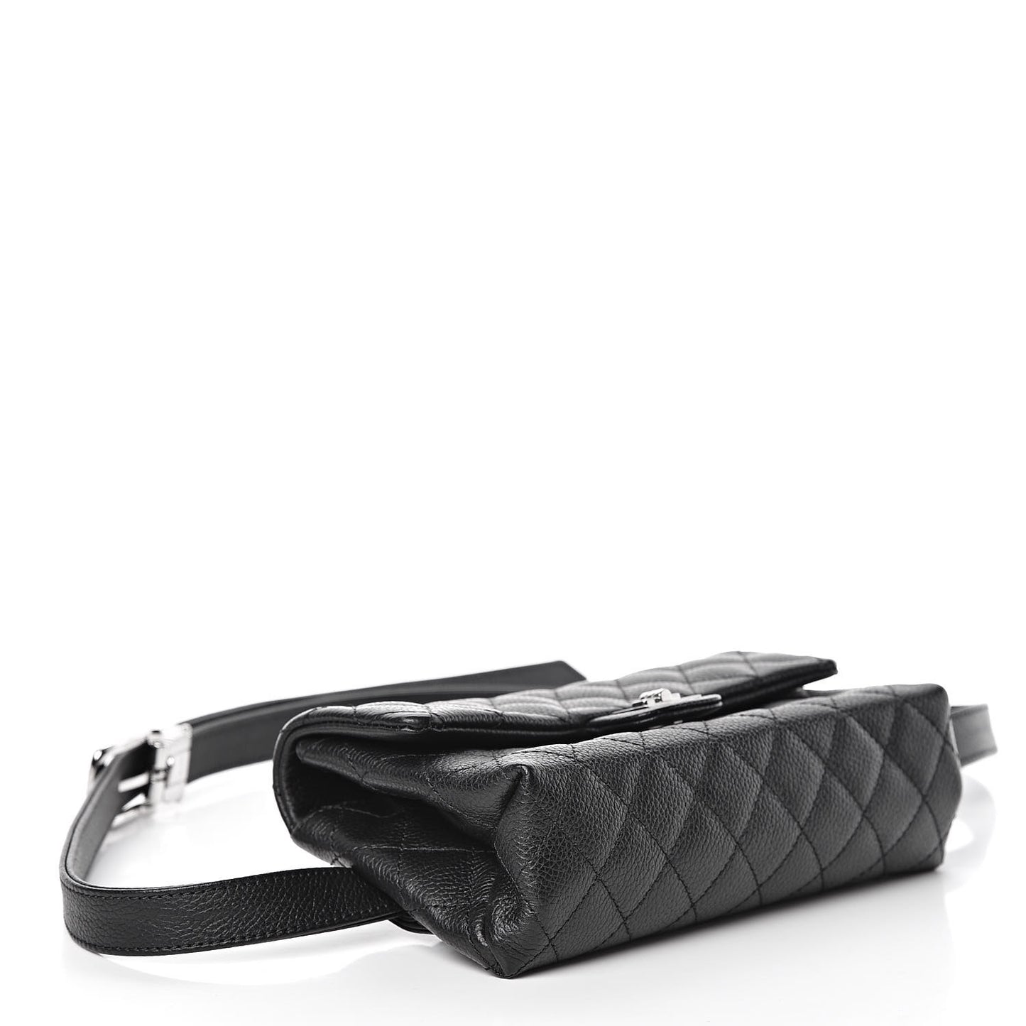 Grained Calfskin Quilted 2.55 Reissue Flap Belt Bag Clutch Black