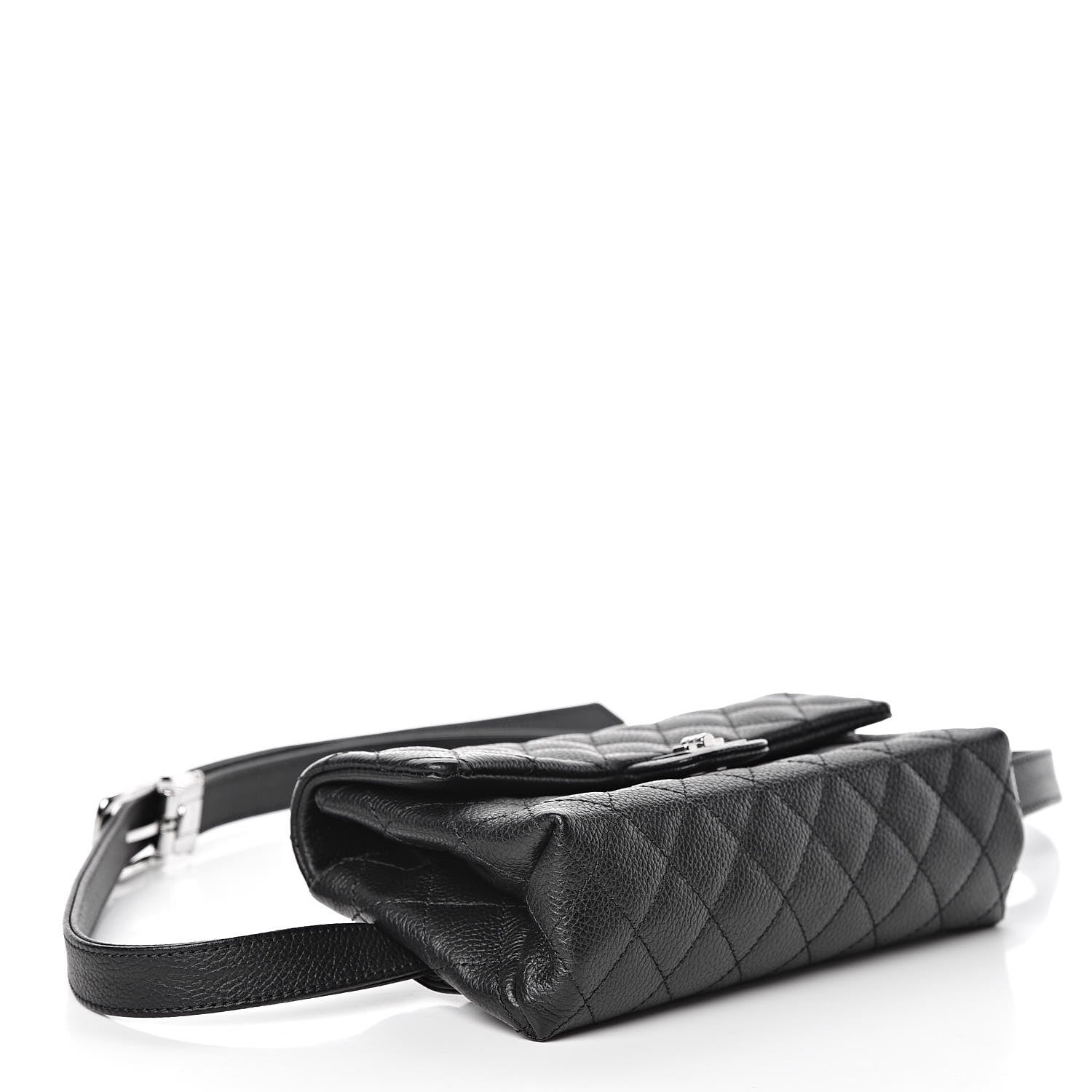 Chanel Grained Calfskin Quilted 2.55 Reissue Flap Belt Bag Clutch Black 4 of 8
