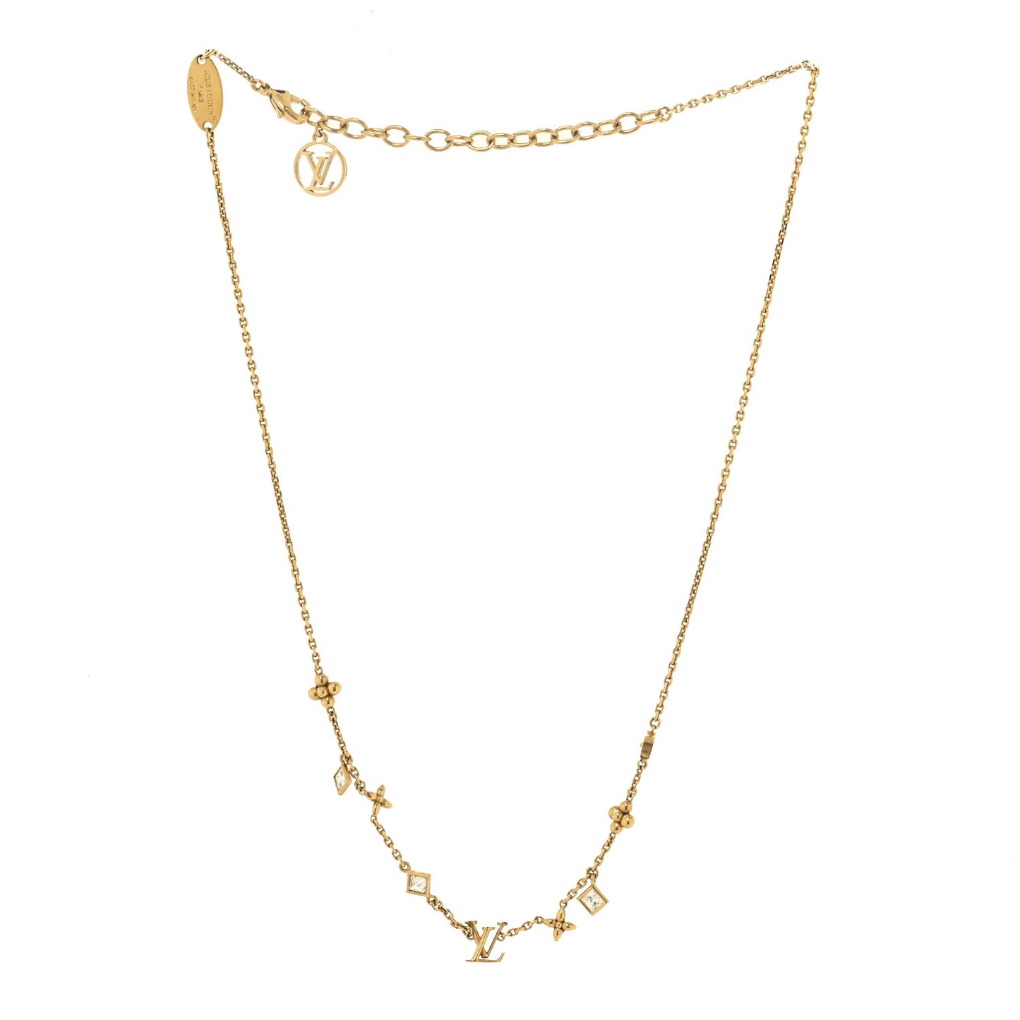 Metal Crystal LV In The Sky Necklace Gold