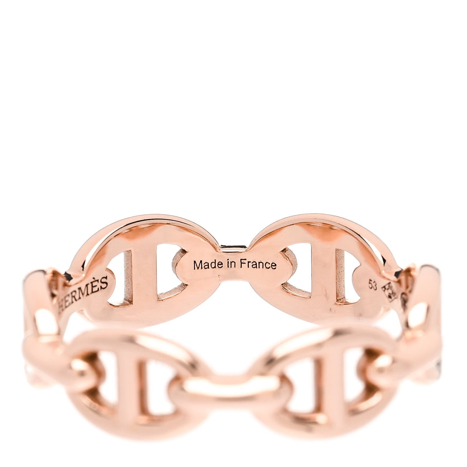Hermes 18K Rose Gold PM Chaine D'Ancre Enchainee Ring 53 6.5 5 of 9