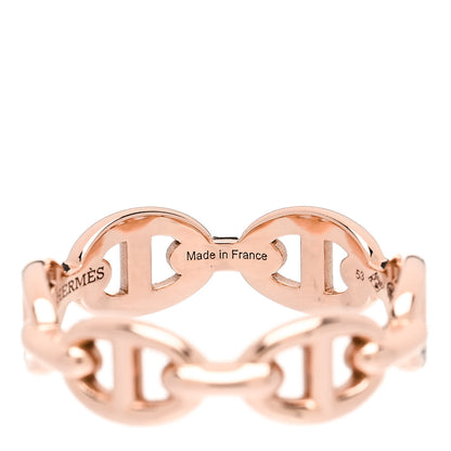Hermes 18K Rose Gold PM Chaine D'Ancre Enchainee Ring 53 6.5 5 of 9
