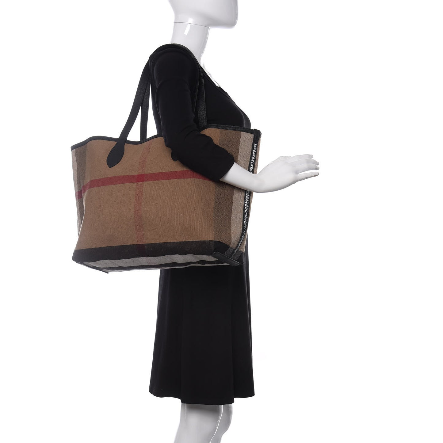 Coated Canvas Mega Check Medium Doodle Tote Black