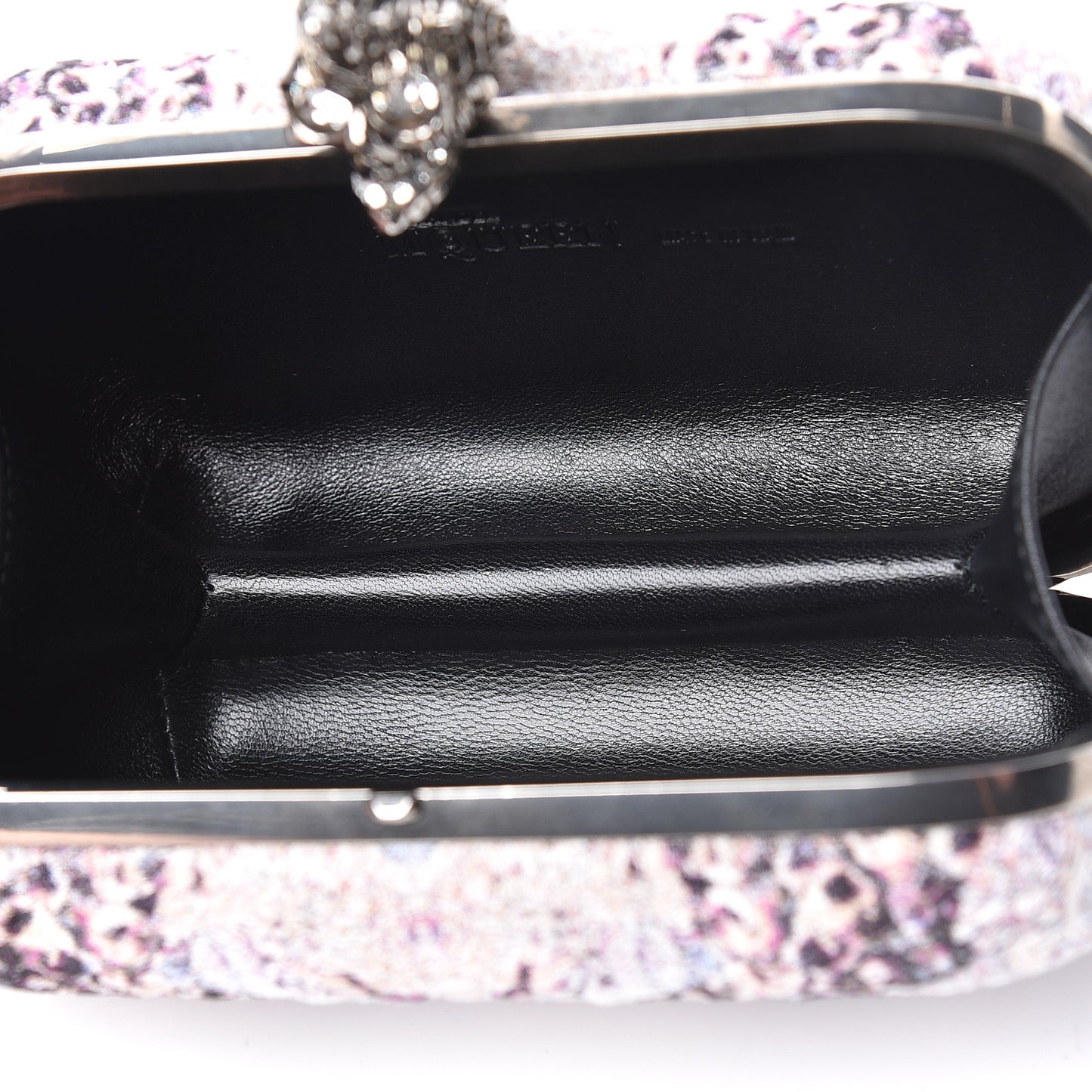 Jacquard Embroidered Skull Box Clutch Purple