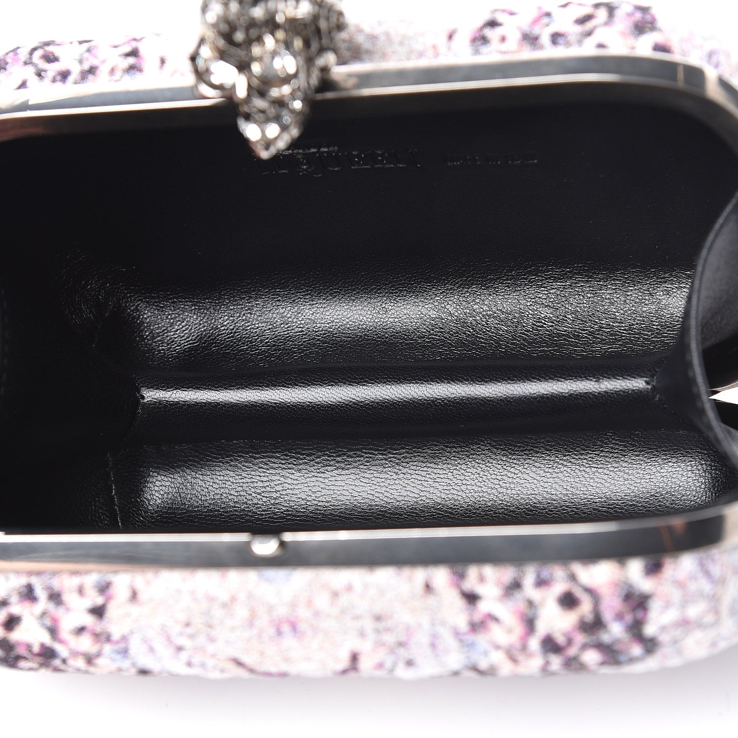 Alexander McQueen Jacquard Embroidered Skull Box Clutch Purple 5 of 9