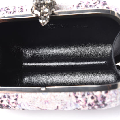 Alexander McQueen Jacquard Embroidered Skull Box Clutch Purple 5 of 9
