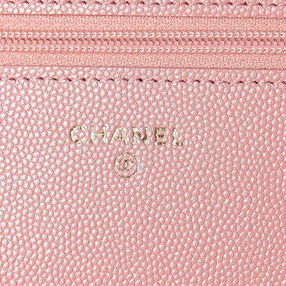 Chanel Iridescent Caviar Quilted Wallet on Chain WOC Rose Pink 6 of 11