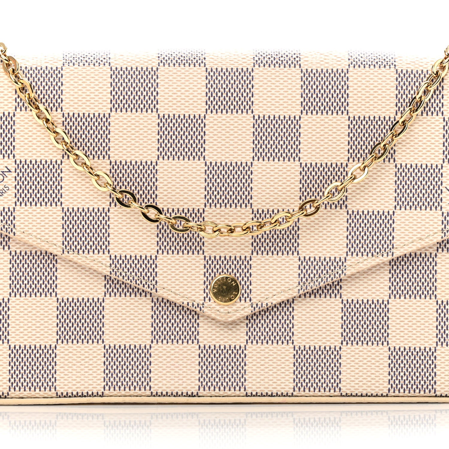 Louis Vuitton Damier Azur Pochette Felicie Chain Wallet Rose Ballerine 10 of 15