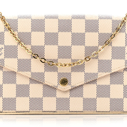 Louis Vuitton Damier Azur Pochette Felicie Chain Wallet Rose Ballerine 10 of 15