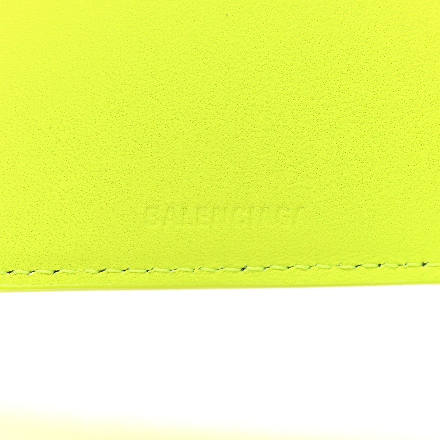 Grained Calfskin Logo Cash Square Bi-Fold Wallet Fluo Yellow Black