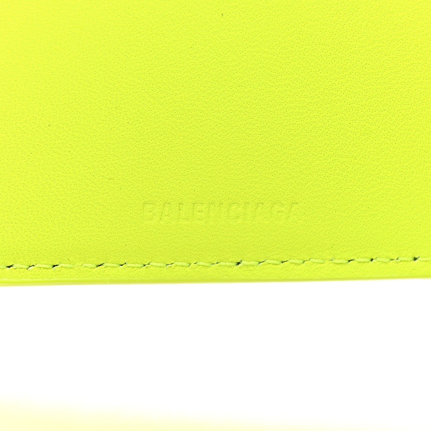 Balenciaga Grained Calfskin Logo Cash Square Bi-Fold Wallet Fluo Yellow Black 6 of 8