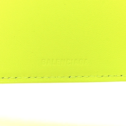 Balenciaga Grained Calfskin Logo Cash Square Bi-Fold Wallet Fluo Yellow Black 6 of 8