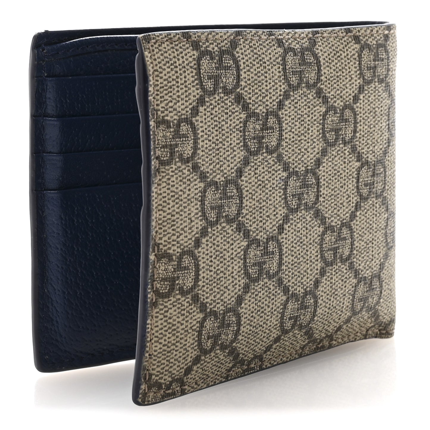 GG Supreme Monogram Bi-Fold Wallet Beige Ebony Royale