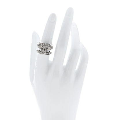 Chanel Crystal CC Ring 52 6 Silver 2 of 4