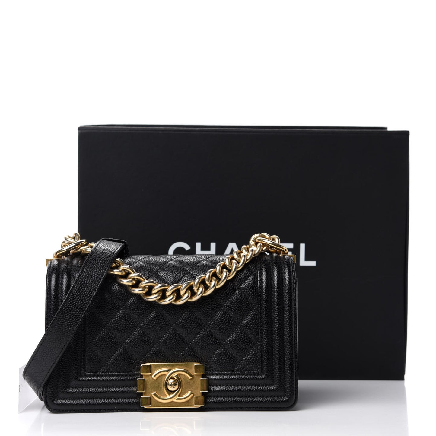 Caviar Quilted Small Boy Flap Black