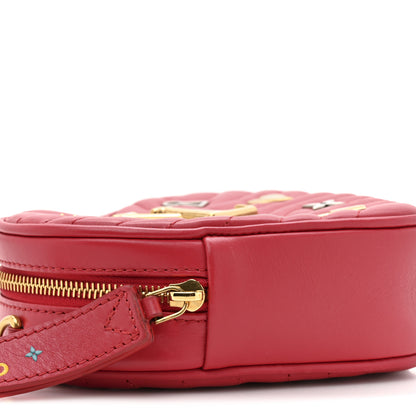 Louis Vuitton Calfskin Embellished New Wave Love Lock Heart Bag Ecarlate 9 of 10