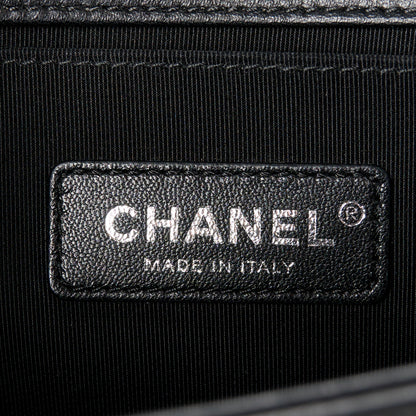 Chanel Calfskin Tweed Sequin Stitched Medium Boy Flap Black White 6 of 10