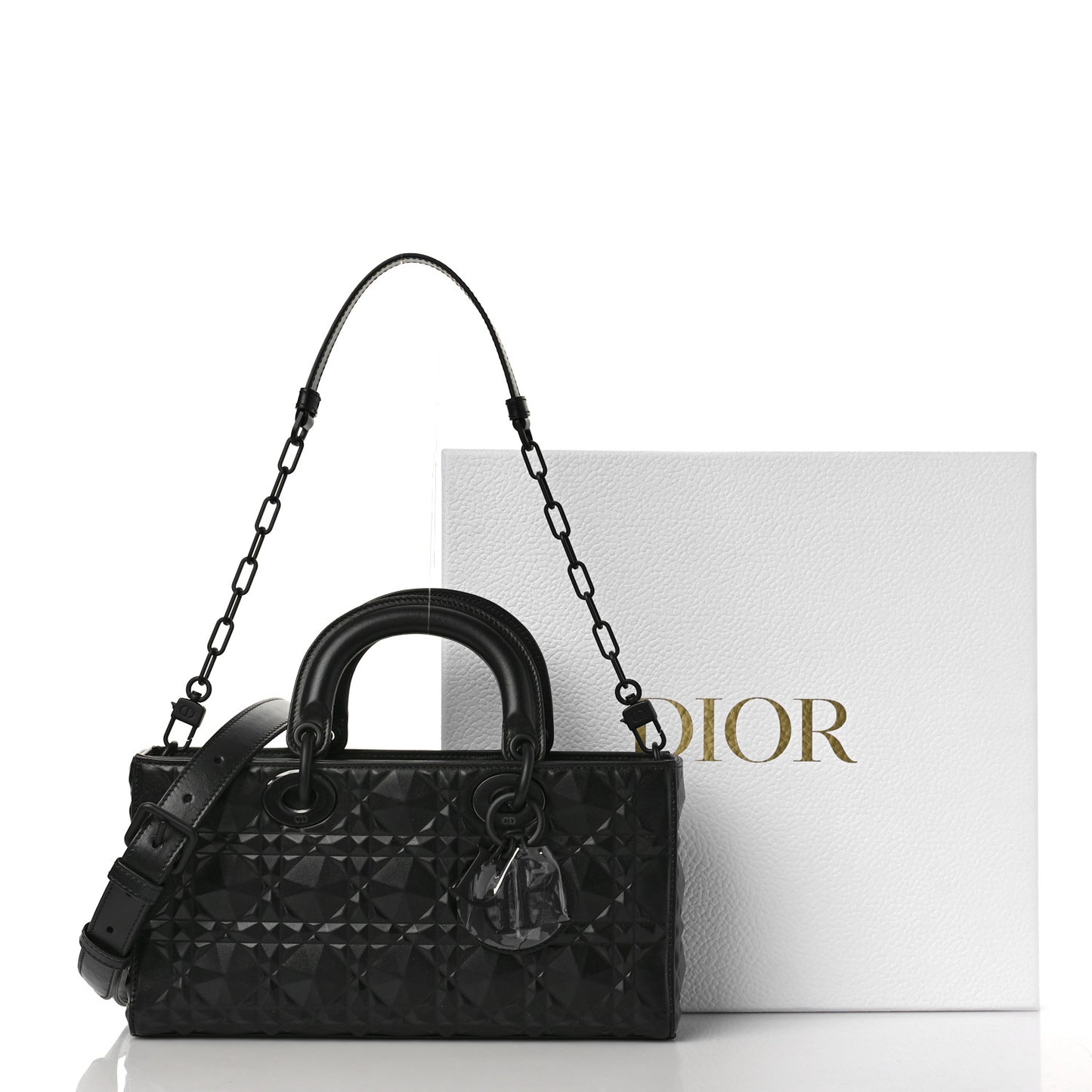Calfskin Cannage Diamond Medium Lady D-Joy Black