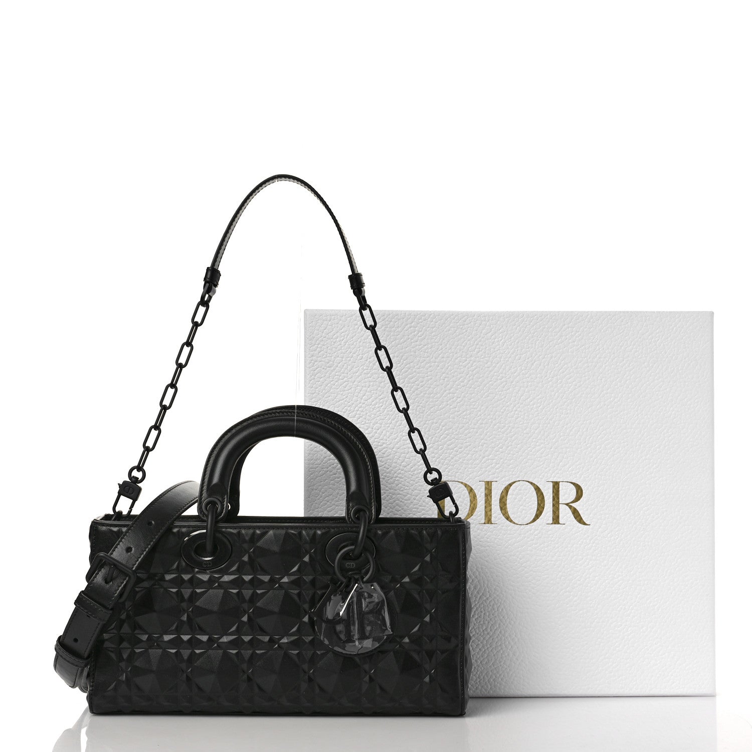 Christian Dior Calfskin Cannage Diamond Medium Lady D-Joy Black 9 of 9