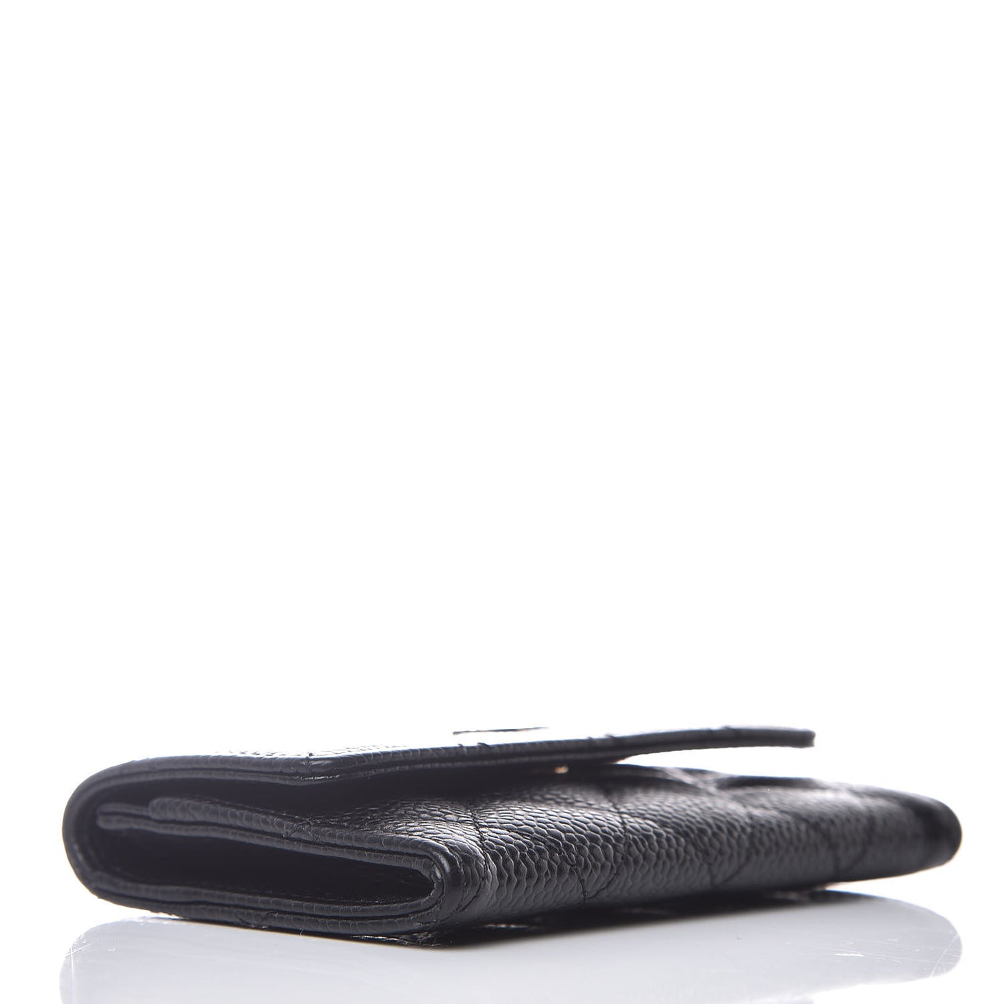 Caviar Quilted Flap Card Holder Black