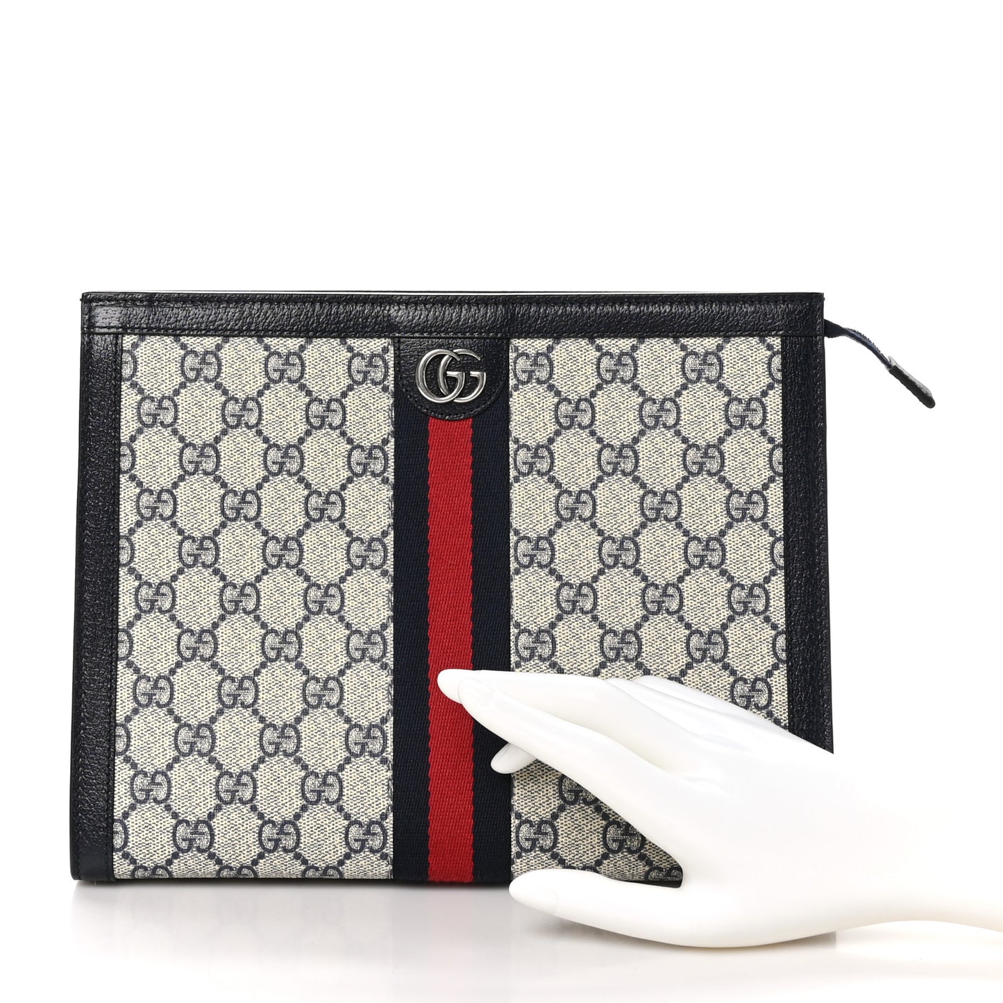 GG Supreme Monogram Web Ophidia Pouch Beige Blue