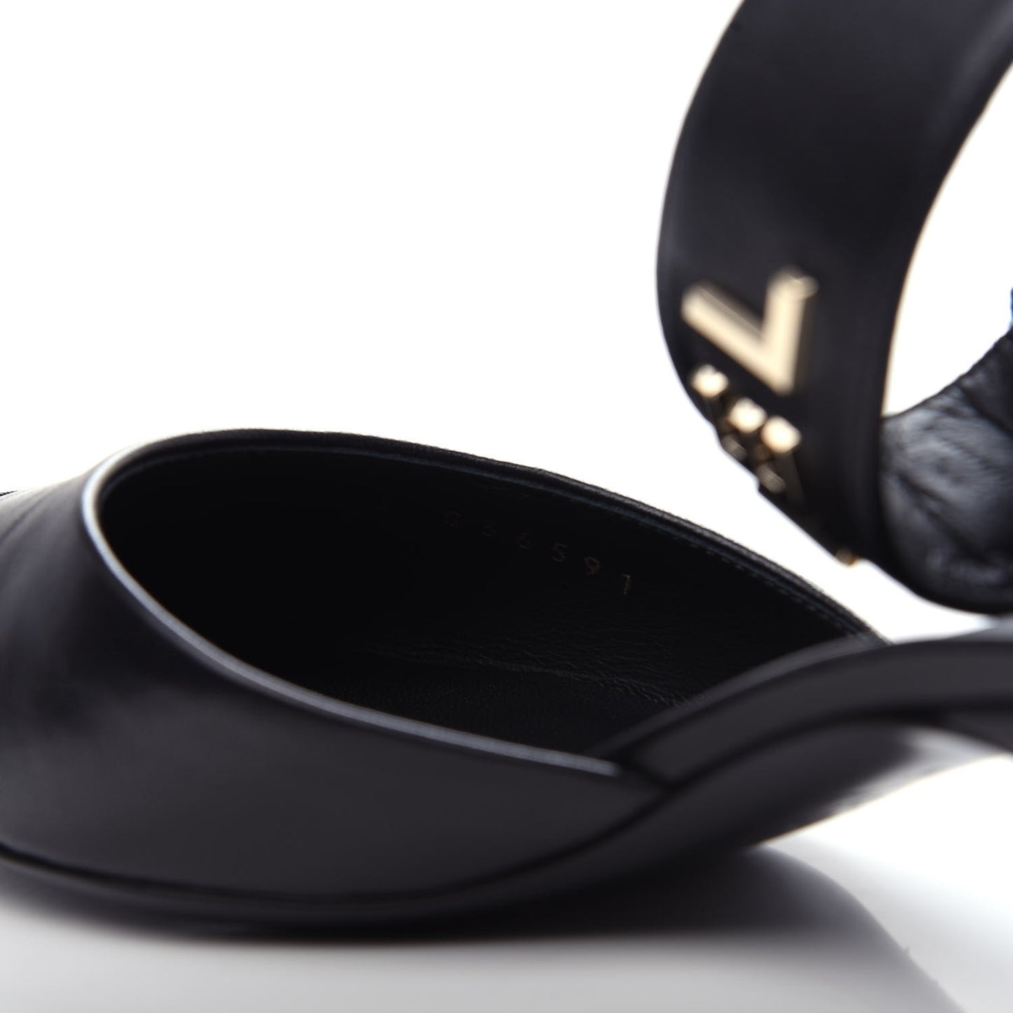 Lambskin Grosgrain Cap Toe Logo Ankle Strap Pumps 37.5 Black