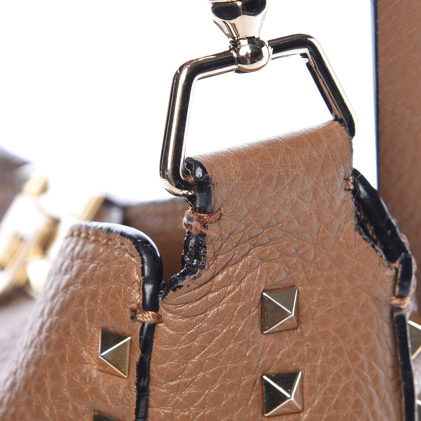 Pebbled Calfskin Small Rockstud Flip-Lock Messenger Bag Light Cuir