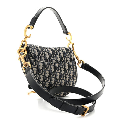 Christian Dior Oblique Mini Saddle Bag With Strap Blue 3 of 10