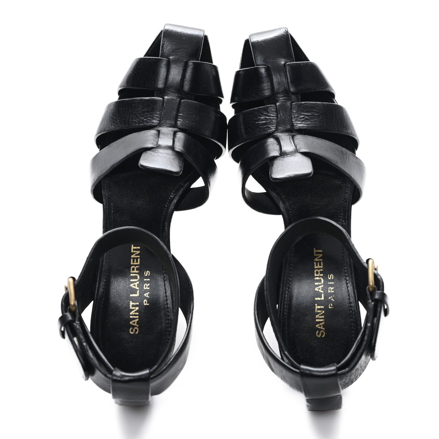 Saint Laurent Calfskin Oak 75 Sandals 35 Black 2 of 10