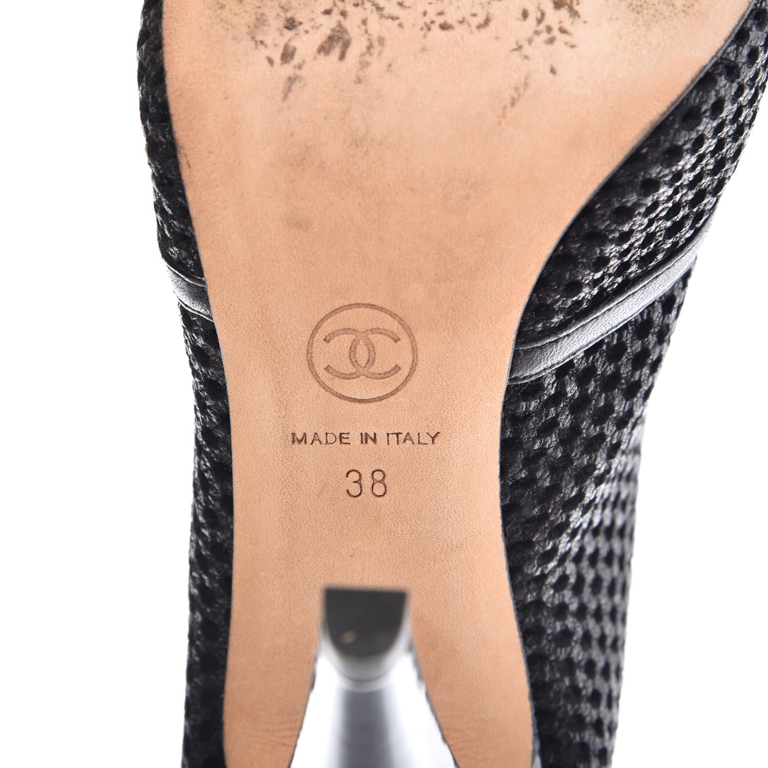 Chanel Mesh CC Peep Toe Ankle Boots 38 Black 8 of 13