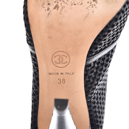 Chanel Mesh CC Peep Toe Ankle Boots 38 Black 8 of 13