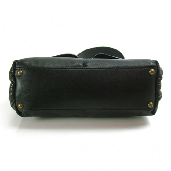 Leather Tweed Clasp Tote Black