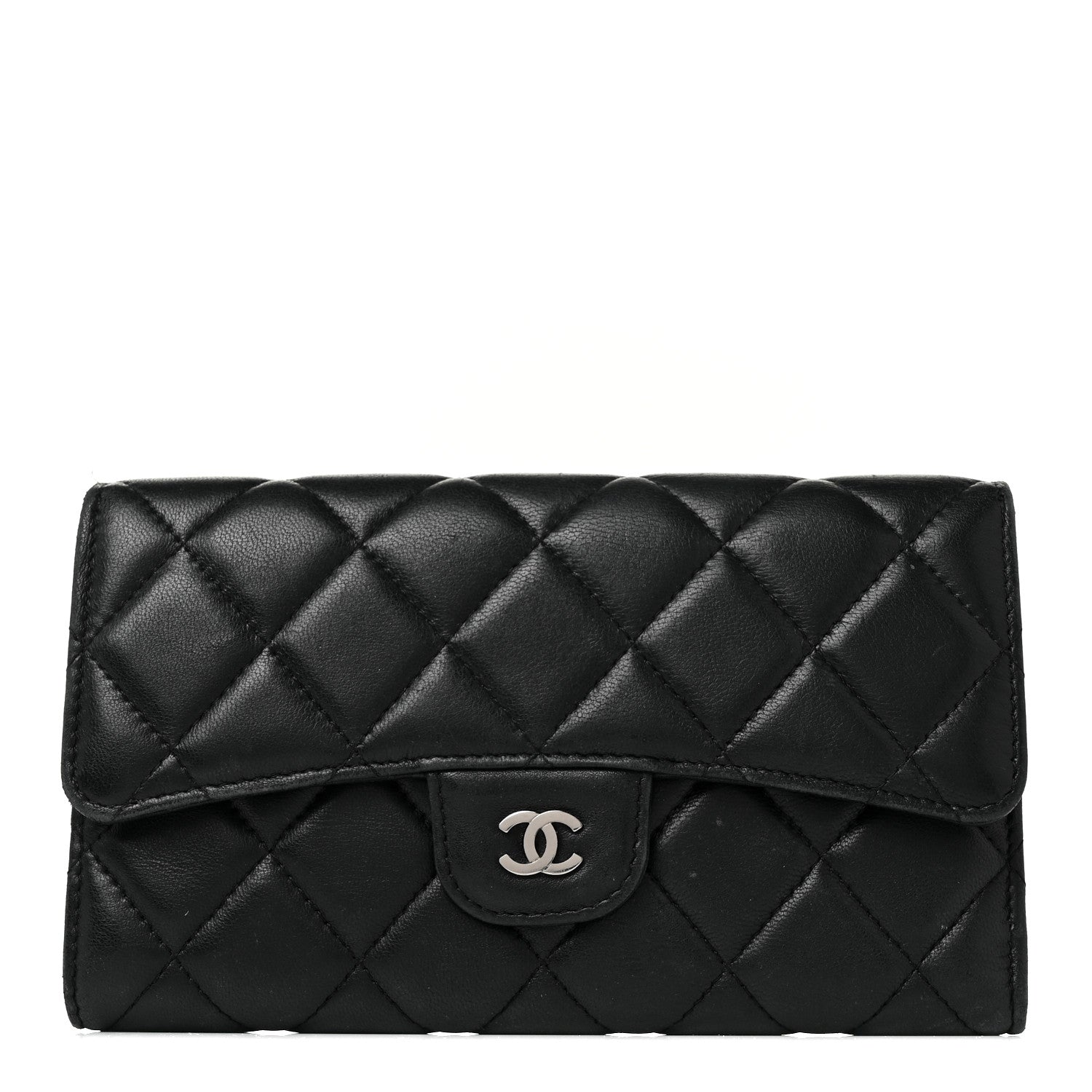 Chanel Lambskin Quilted Large Flap Wallet Black 1 of 9