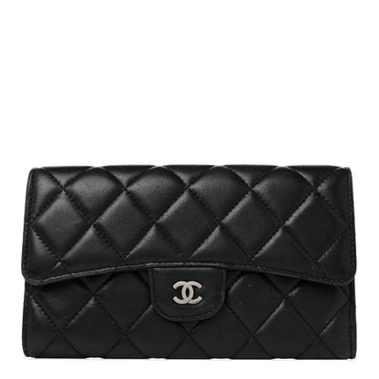 Chanel Lambskin Quilted Large Flap Wallet Black 1 of 9