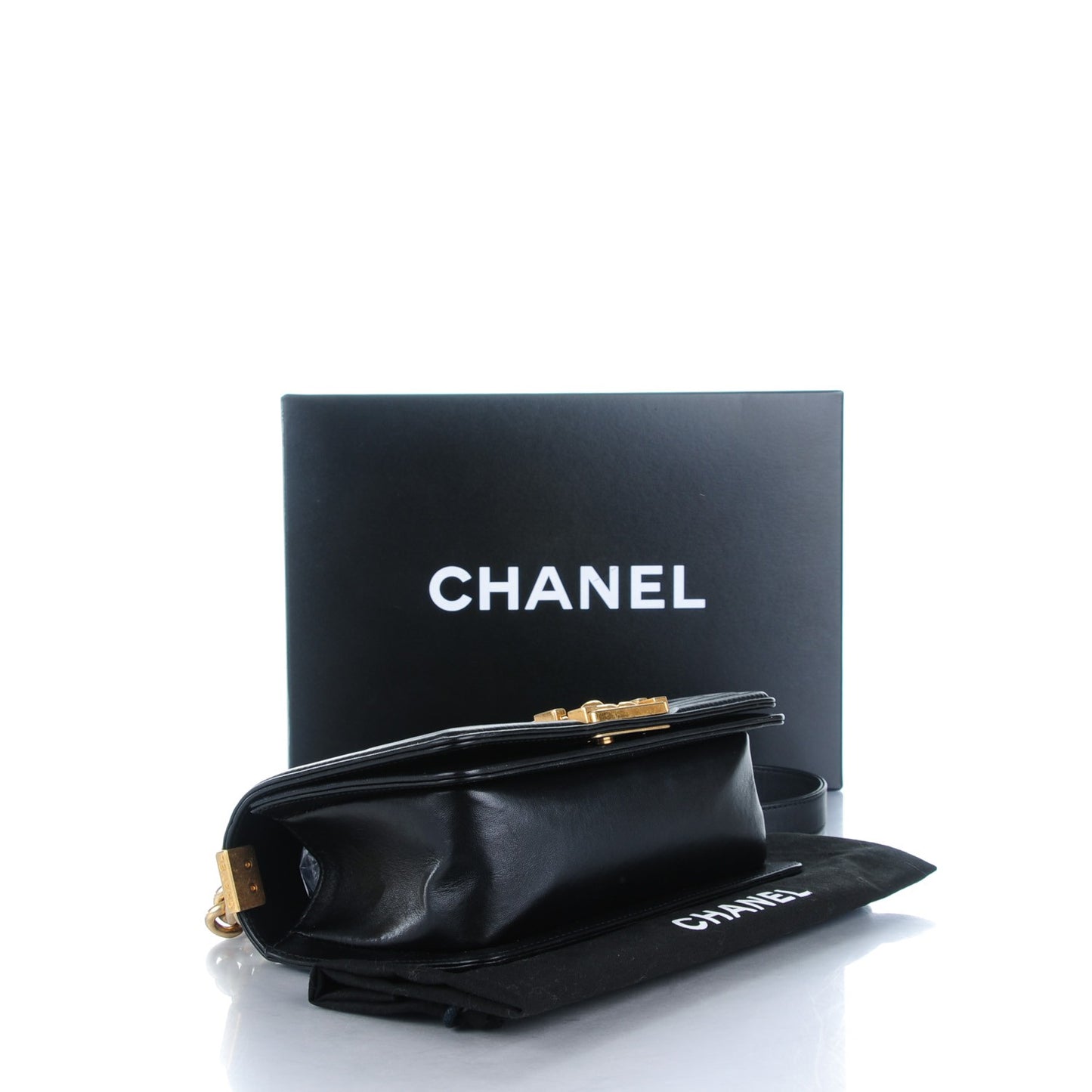 Lambskin Quilted Small Boy Flap Black