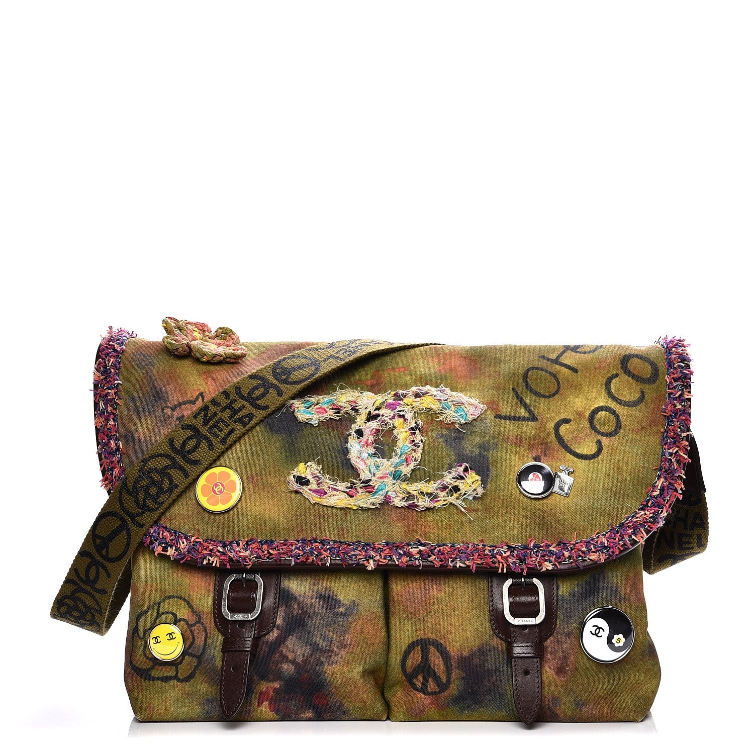 Chanel Washed Toile Large Graffiti On The Pavements Messenger Khaki Multicolor 1 of 8