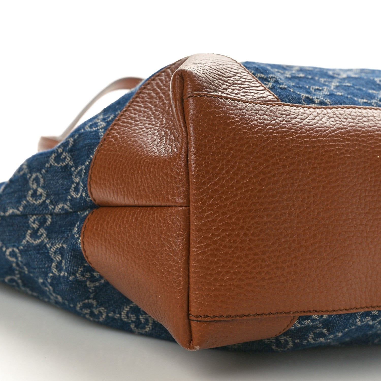 Gucci New Denim GG Monogram Medium Ophidia Shopping Tote Blue Tea Cuir 9 of 10