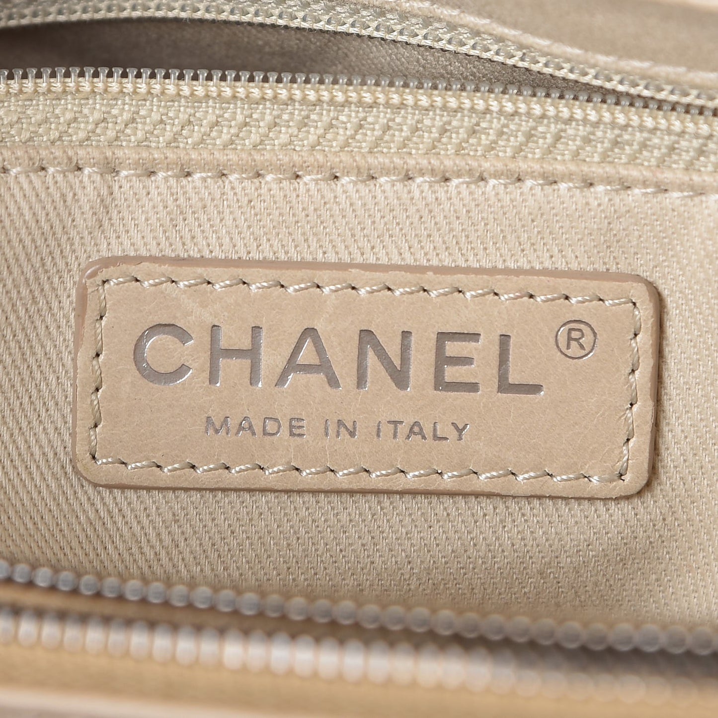 Glazed Calfskin Quilted Tote Light Beige