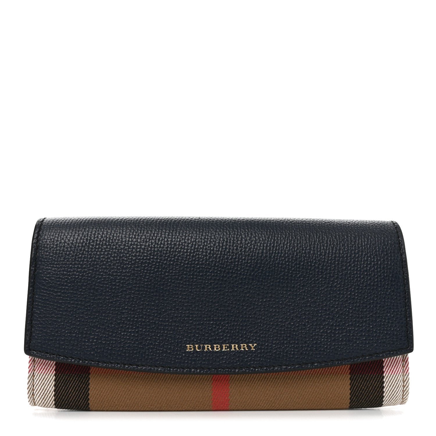 Burberry Calfskin House Check Continental Wallet Navy 1 of 6
