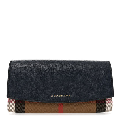 Burberry Calfskin House Check Continental Wallet Navy 1 of 6