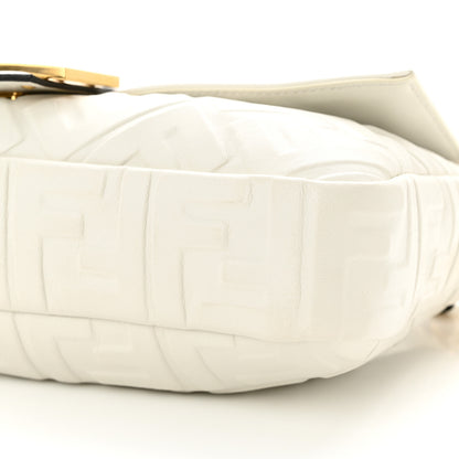 Fendi Nappa FF 1974 Embossed Large Baguette White 9 of 12