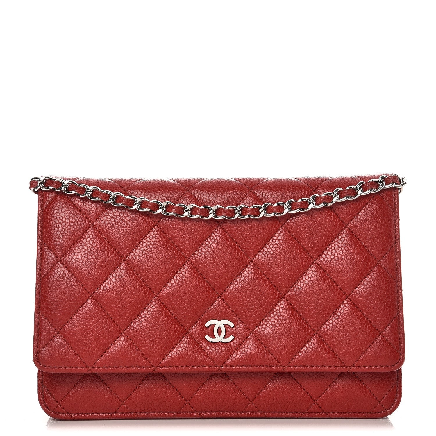 Chanel Caviar Quilted Wallet On Chain WOC Dark Red 1 of 9