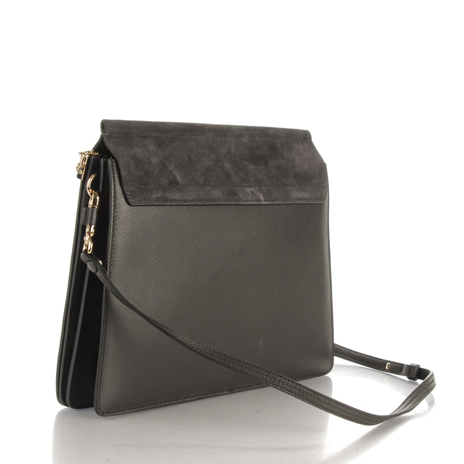 Chloe Suede Calfskin Medium Faye Shoulder Bag Carbon Grey 3 of 7