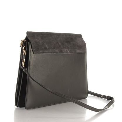 Chloe Suede Calfskin Medium Faye Shoulder Bag Carbon Grey 3 of 7