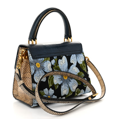 Dolce & Gabbana Lizard Embossed Floral Printed Welcome Satchel Multicolor 3 of 9